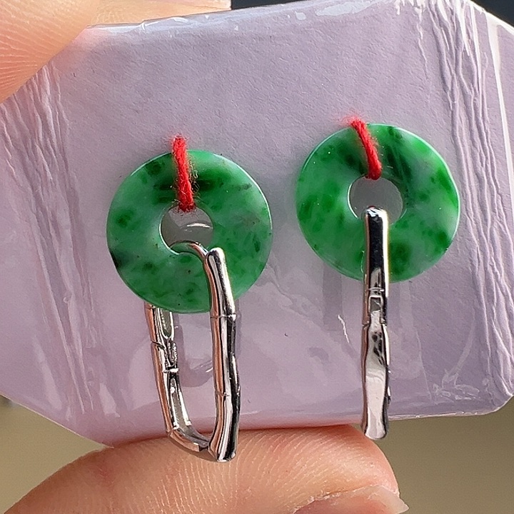 翡翠耳饰银S925镶嵌耳饰