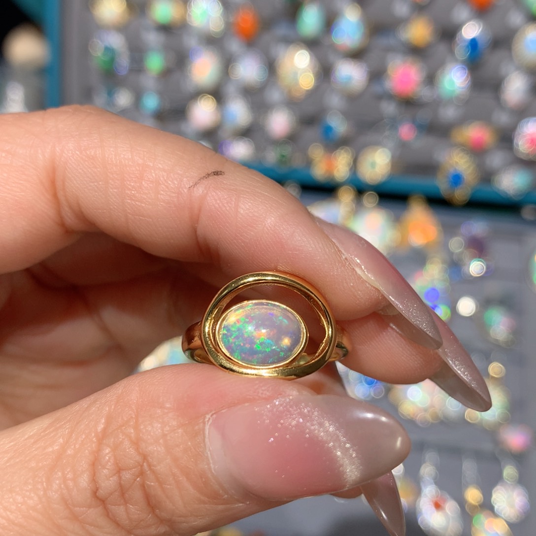 欧泊福利戒指银S925镶嵌