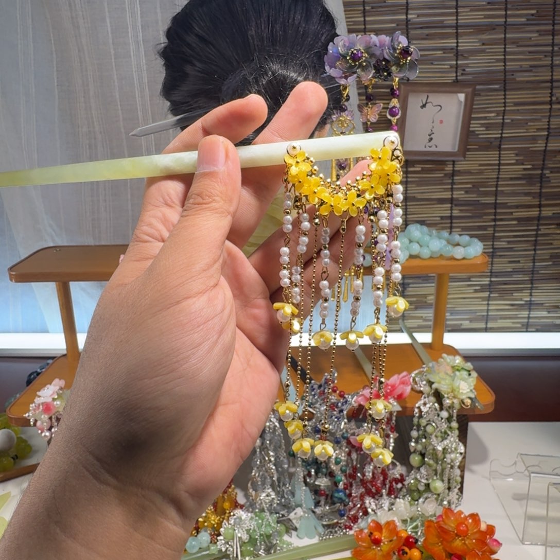 蛇纹石玉合金发饰