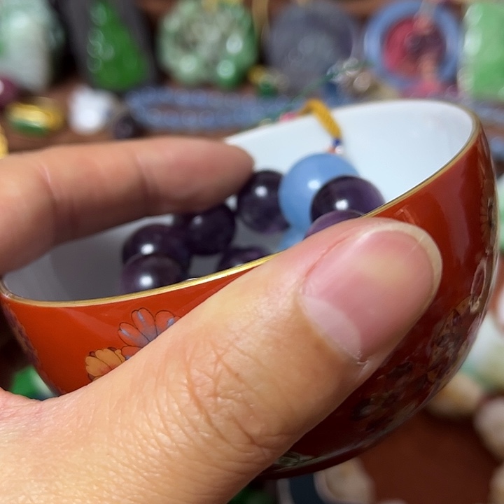 瓷片F*L粉彩手绘主人杯漂亮