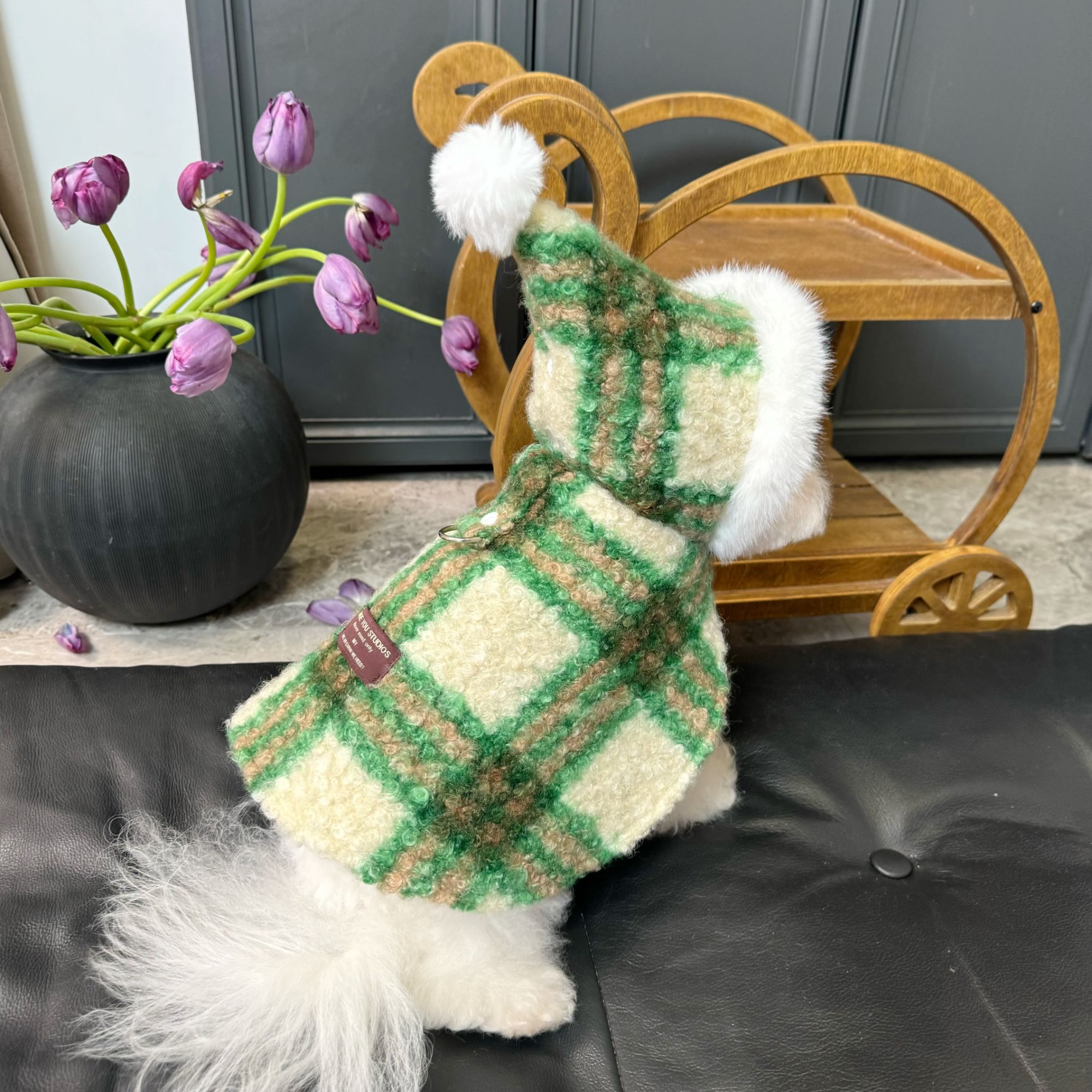 五只小白熊原创宠物衣服秋冬新款圣诞披风斗篷马甲狗狗猫加绒外套