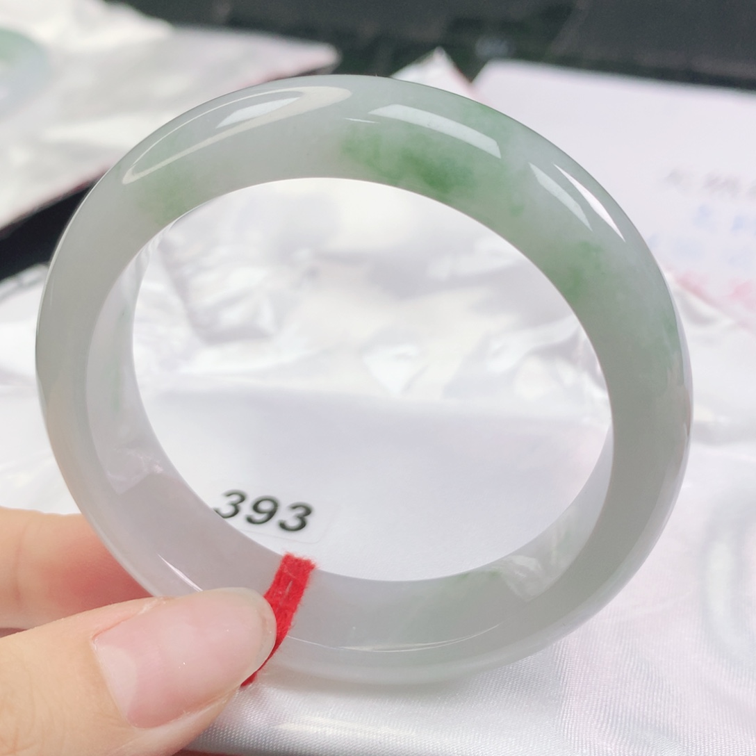翡翠未镶嵌手镯翡翠52.8飘绿花正圈