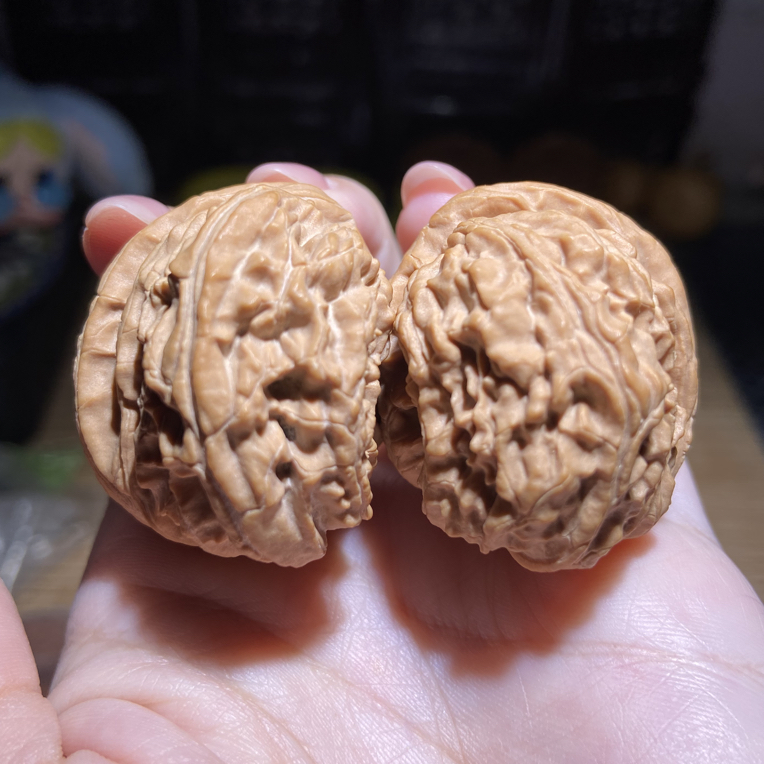 文玩核桃白狮子原色精配对半壁江山42边34肚38高