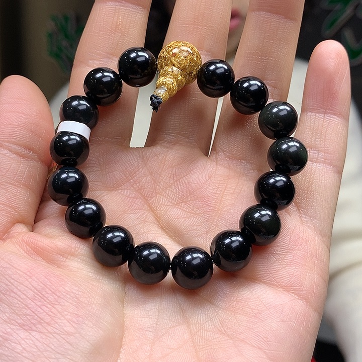 黑曜岩手链合金黑曜石手串