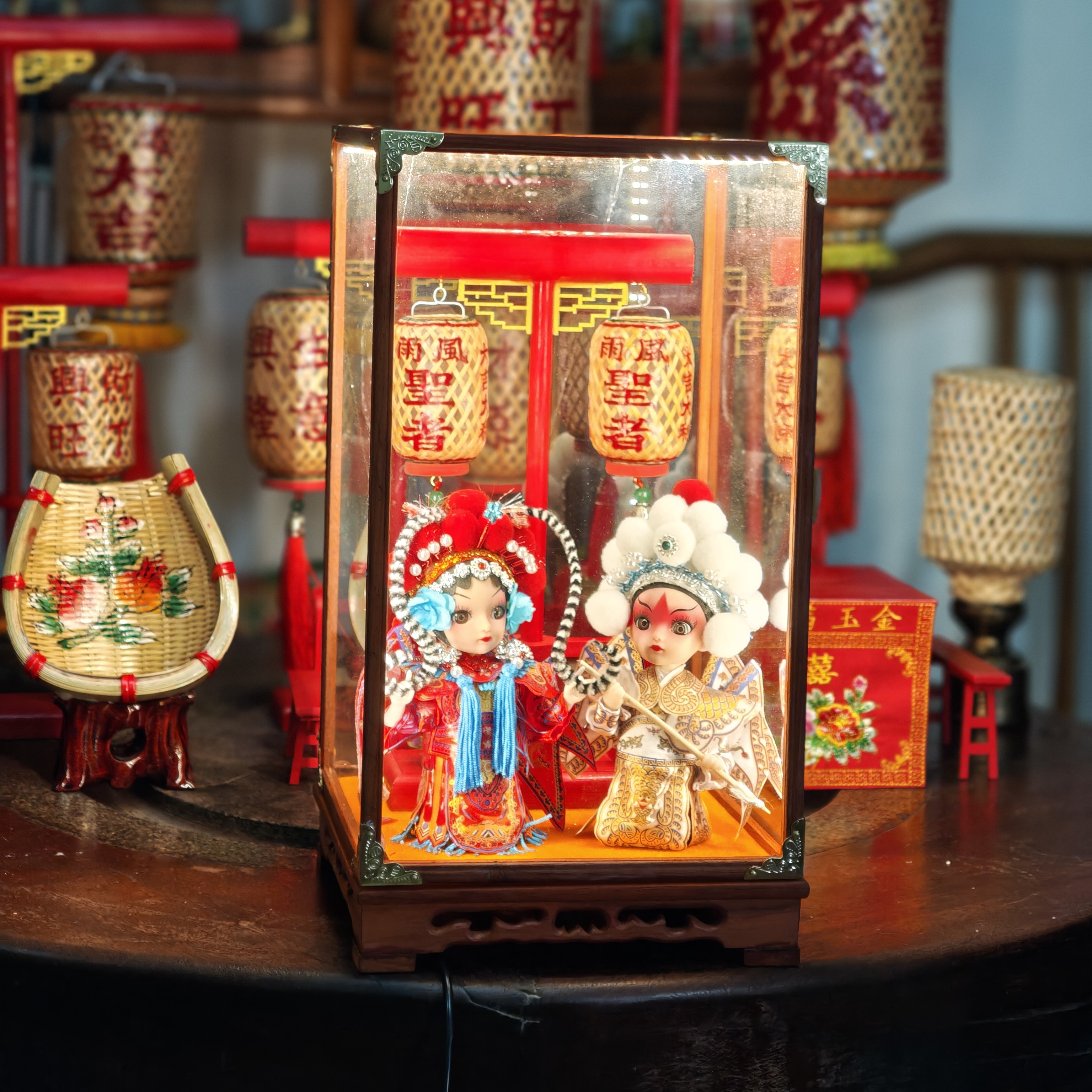 潮汕灯笼中秋摆件竹编油纸特色摆件春节送礼神前发光摆件