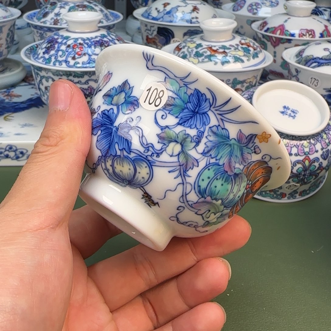 彦祖纯手工手绘茶具108