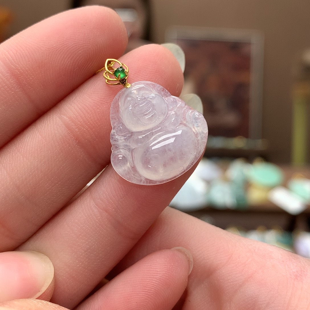 翡翠吊坠(不含链)18K金镶嵌