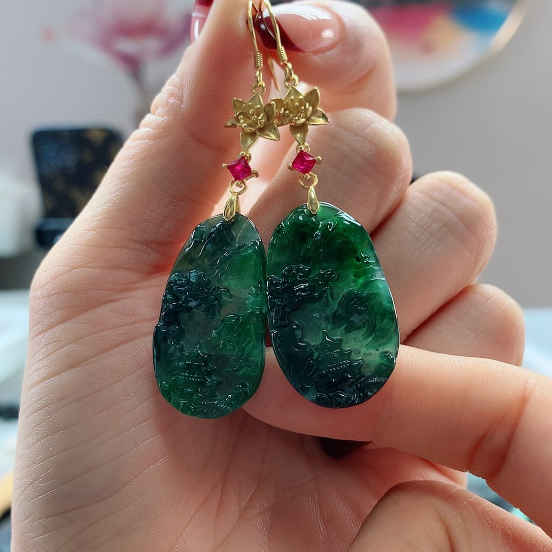 【闪购商品】翡翠耳饰银S925镶嵌，