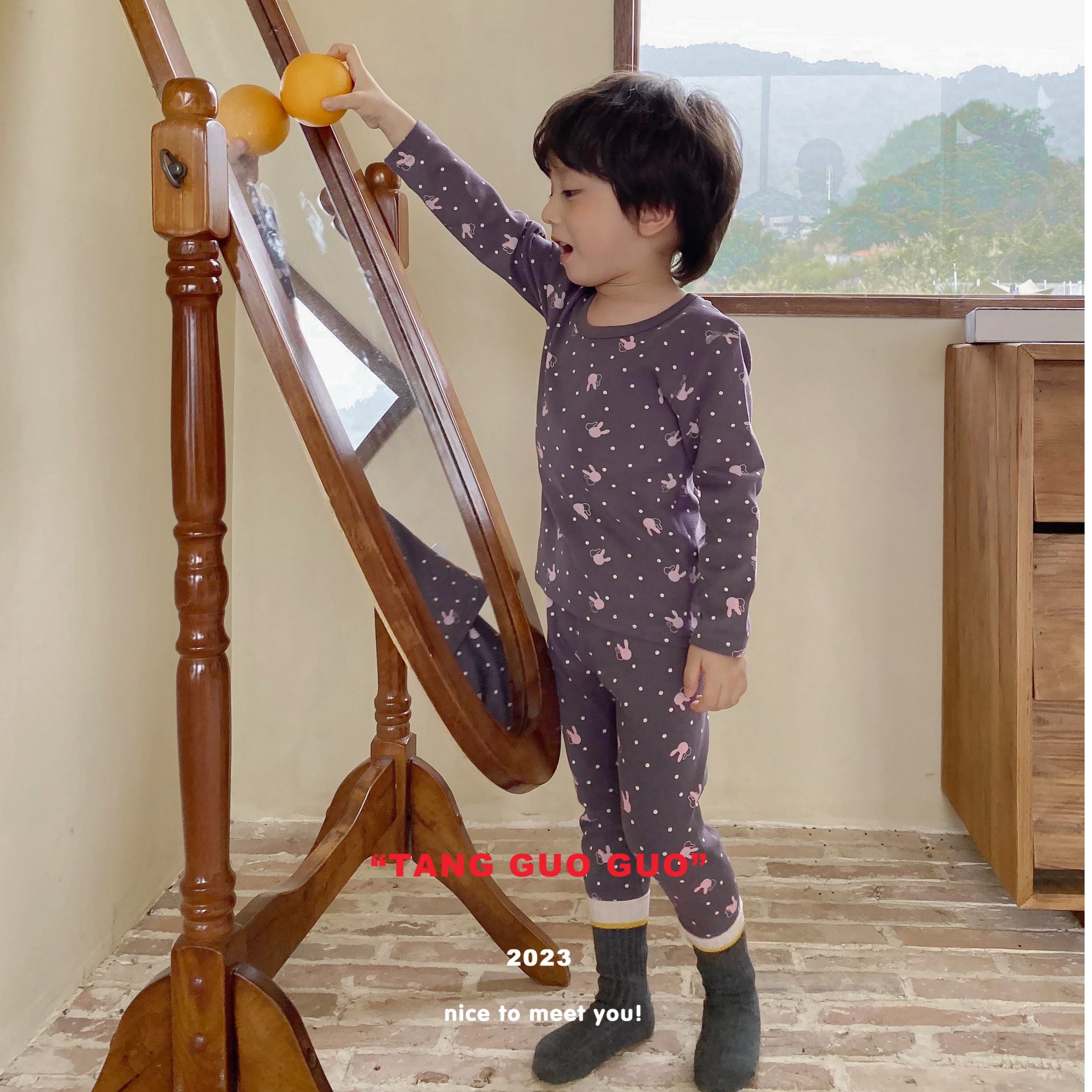 (加厚280克纯棉)糖果果潮啦熊A类加厚棉儿童男女童无骨秋衣套