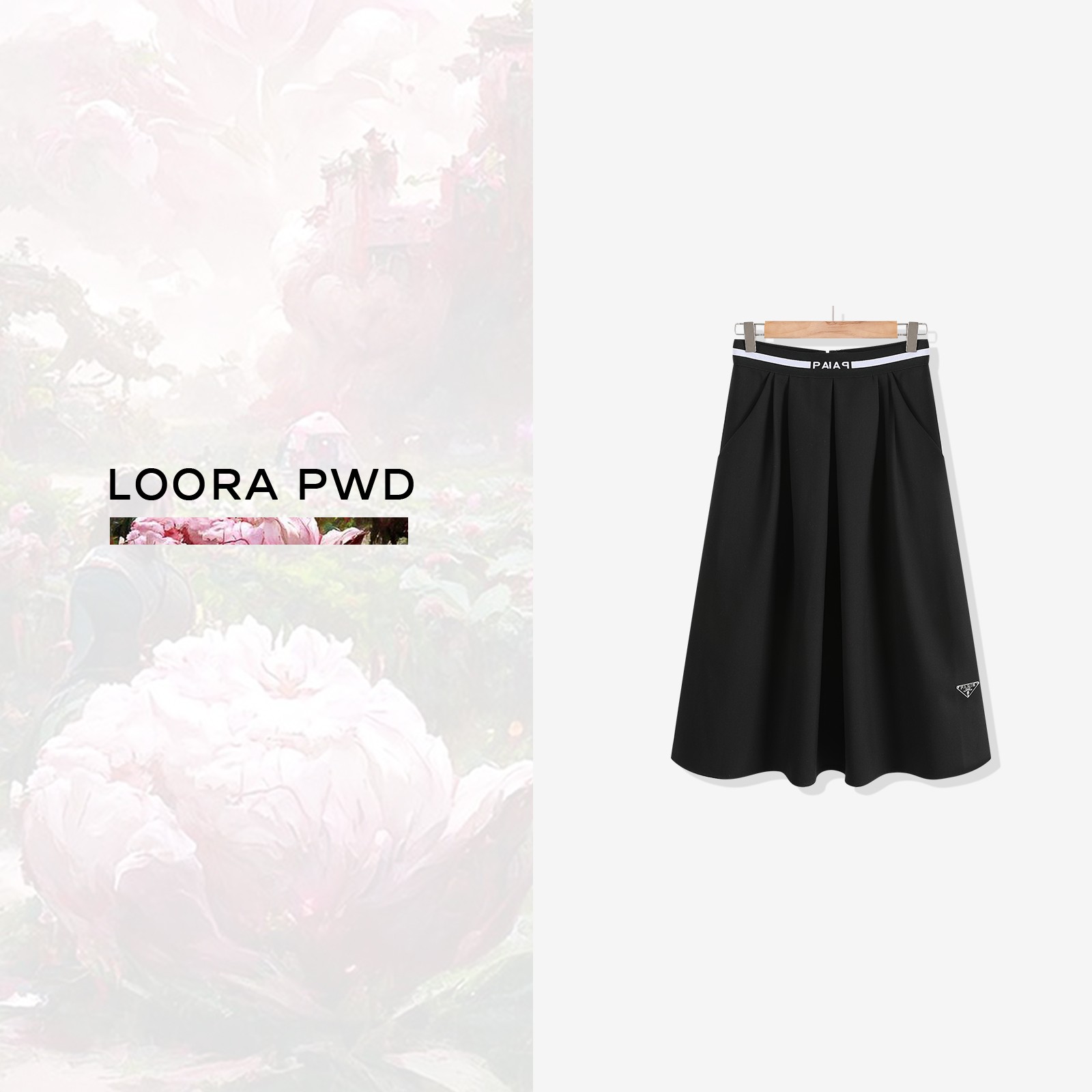 LOORAPWD/罗拉密码原创设计夏季休闲百搭黑色半身裙女23WJBF0175N
