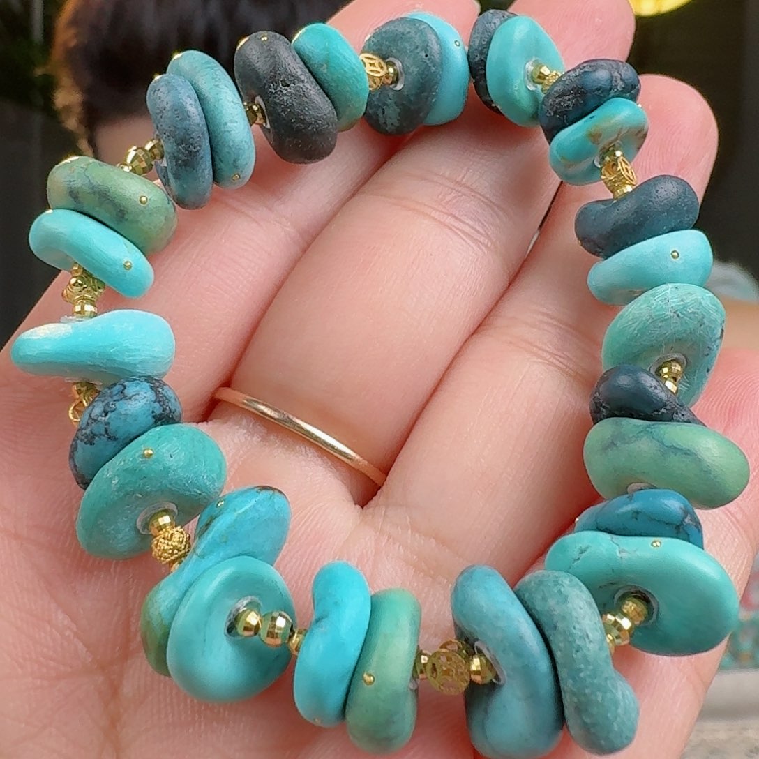 绿松石珠宝奇石18K金镶嵌