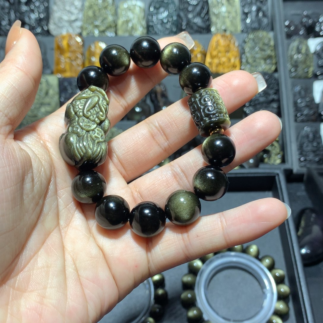 黑曜岩手链未镶嵌形****师