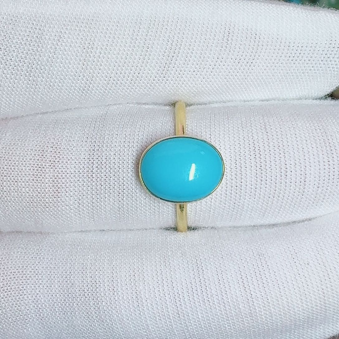 绿松石18K金镶嵌珠宝奇石简约戒指