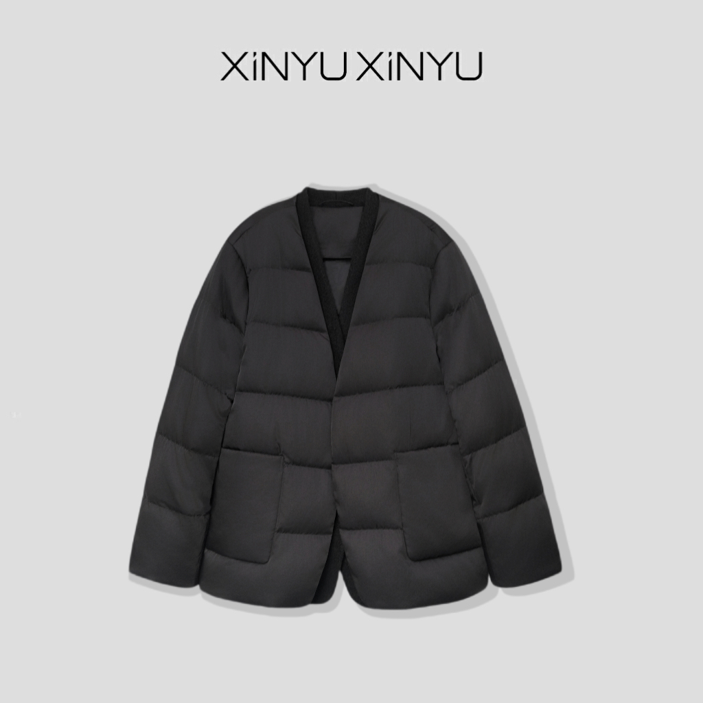 XINYU/芯与90白鹅绒无领假两件轻奢感鹅绒羽绒服 41292 时尚 休闲
