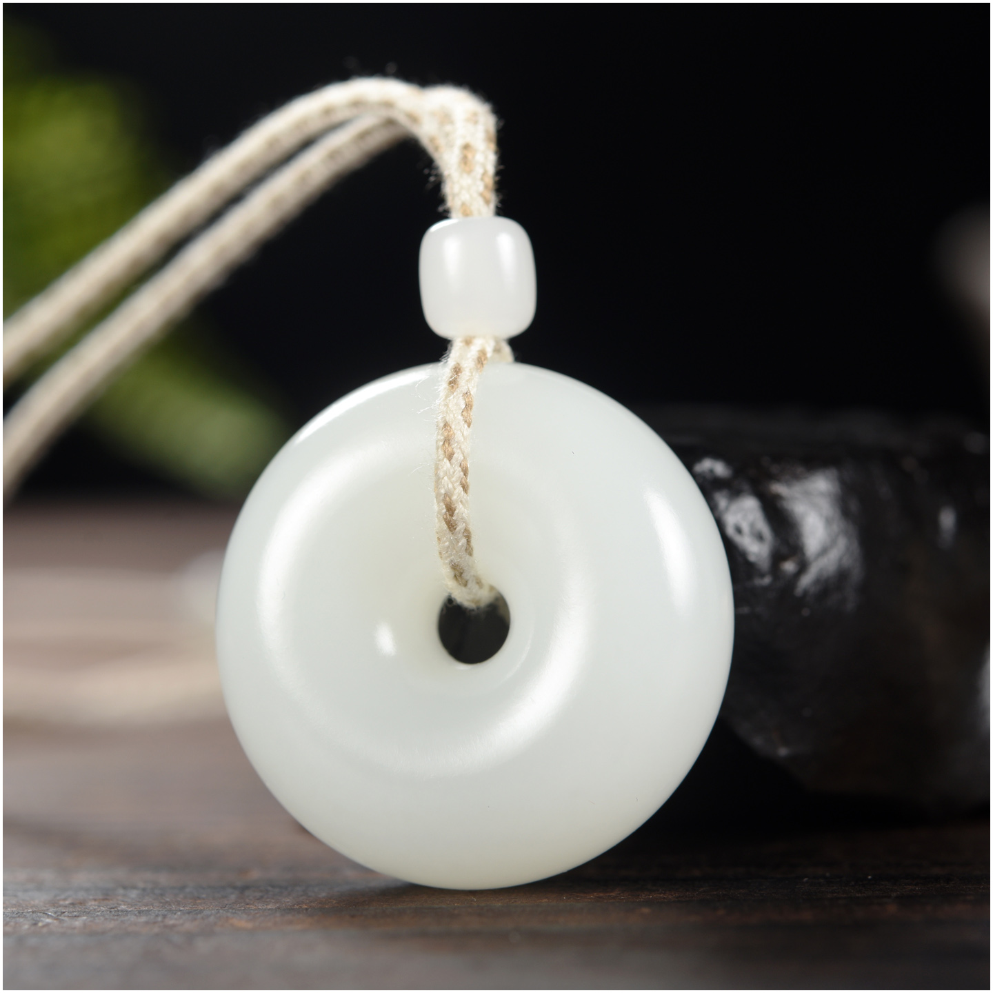 玉石缘【面包圈20g】新疆和田玉籽料天然白玉平安扣吊坠挂件