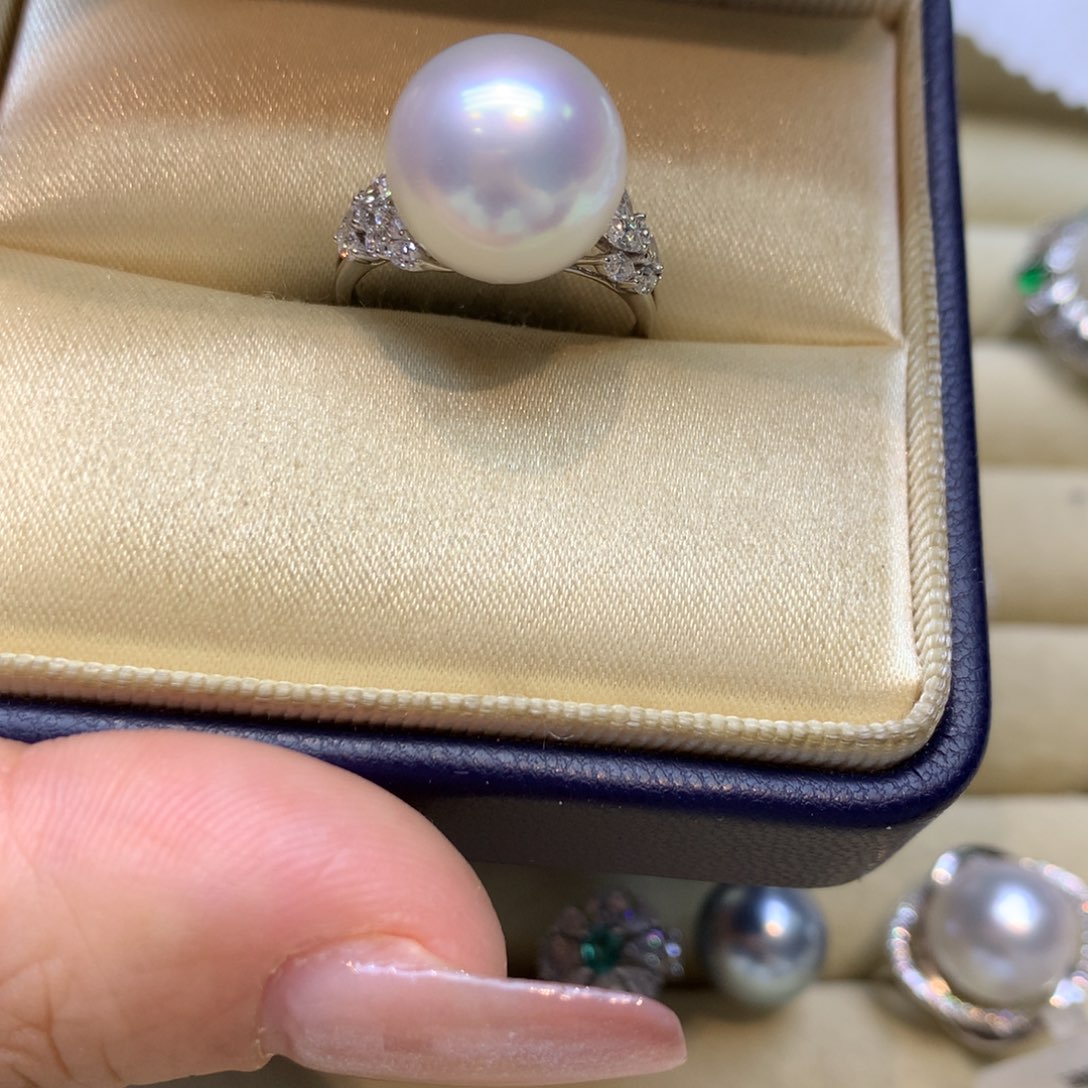 14K金镶嵌戒指海水珍珠