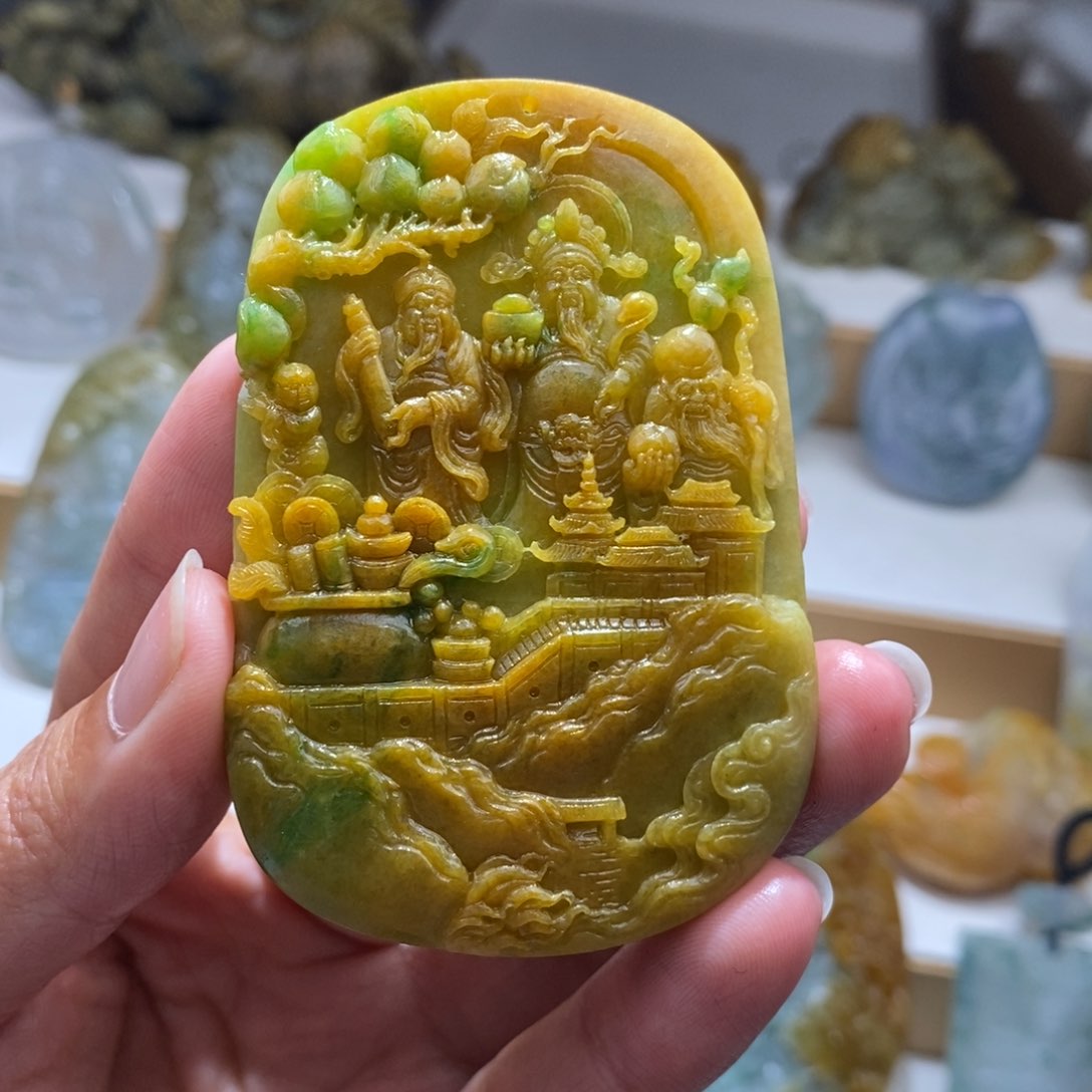 定制翡翠未镶嵌S***尼福禄寿