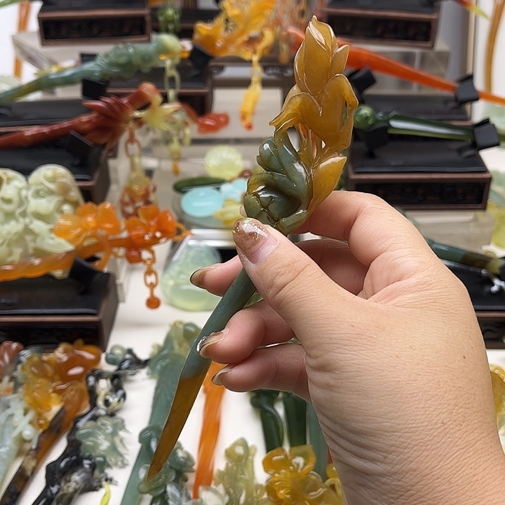 蛇纹石玉岫玉发簪未镶嵌