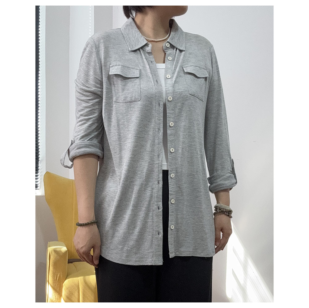 C197  秋季新款纯色宽松女士休闲时尚百搭翻领长袖衬衫