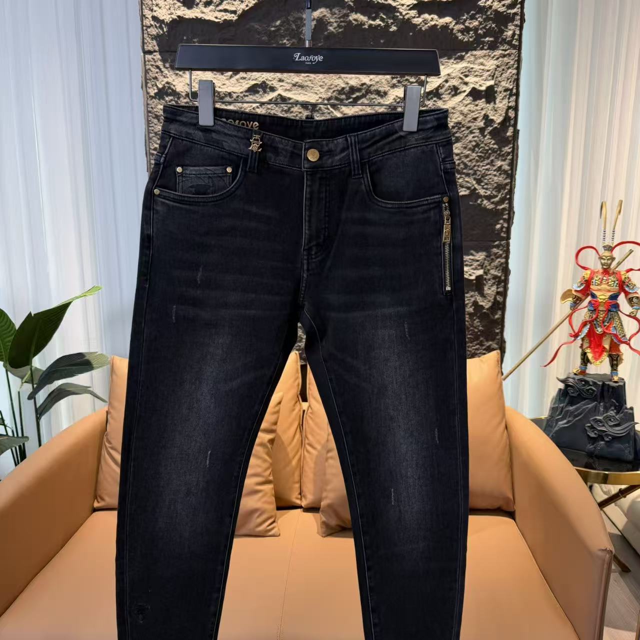 【VanJazny】QC高端男士潮流百搭时尚休闲简约牛仔裤F61523W003