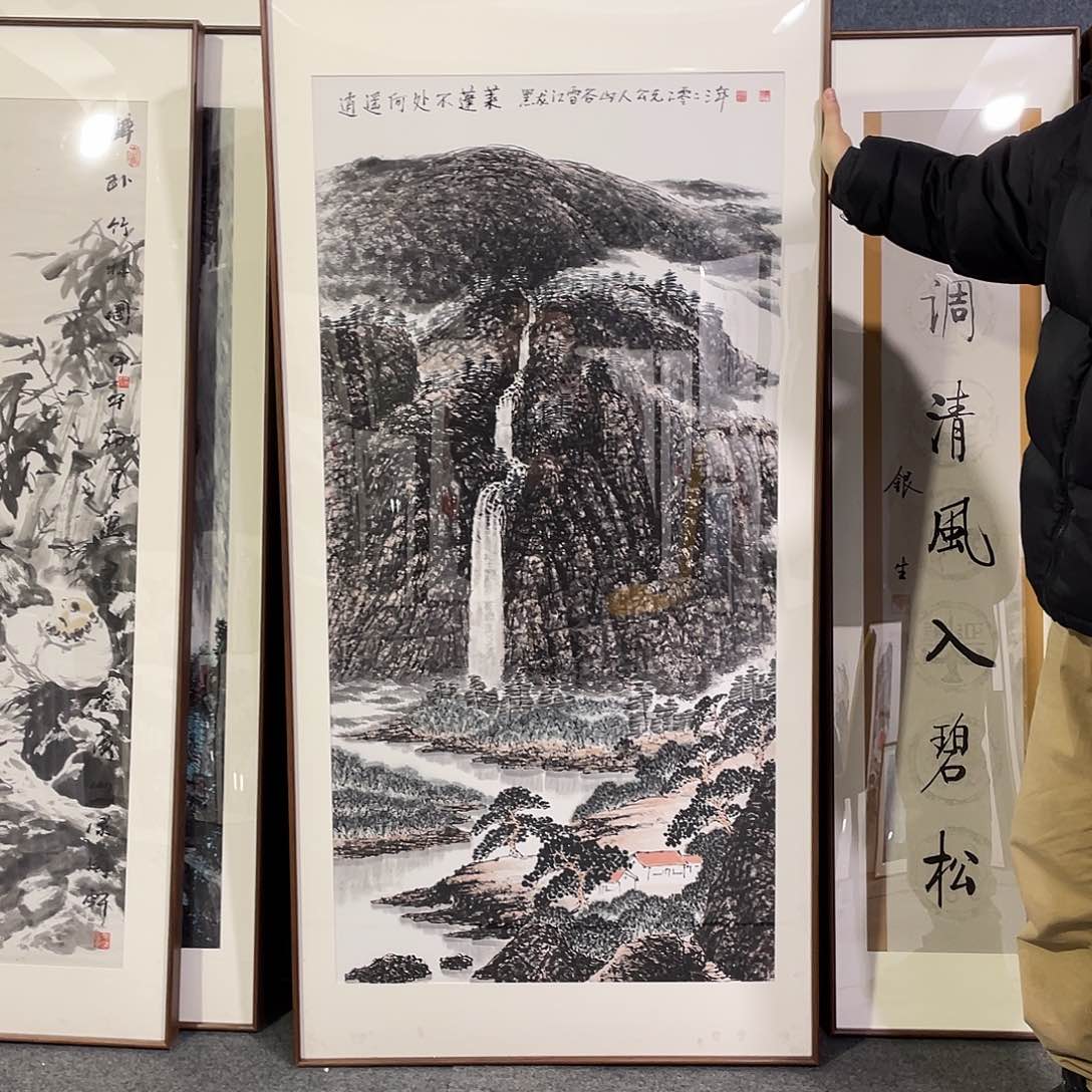 国画手绘画作品带框发货