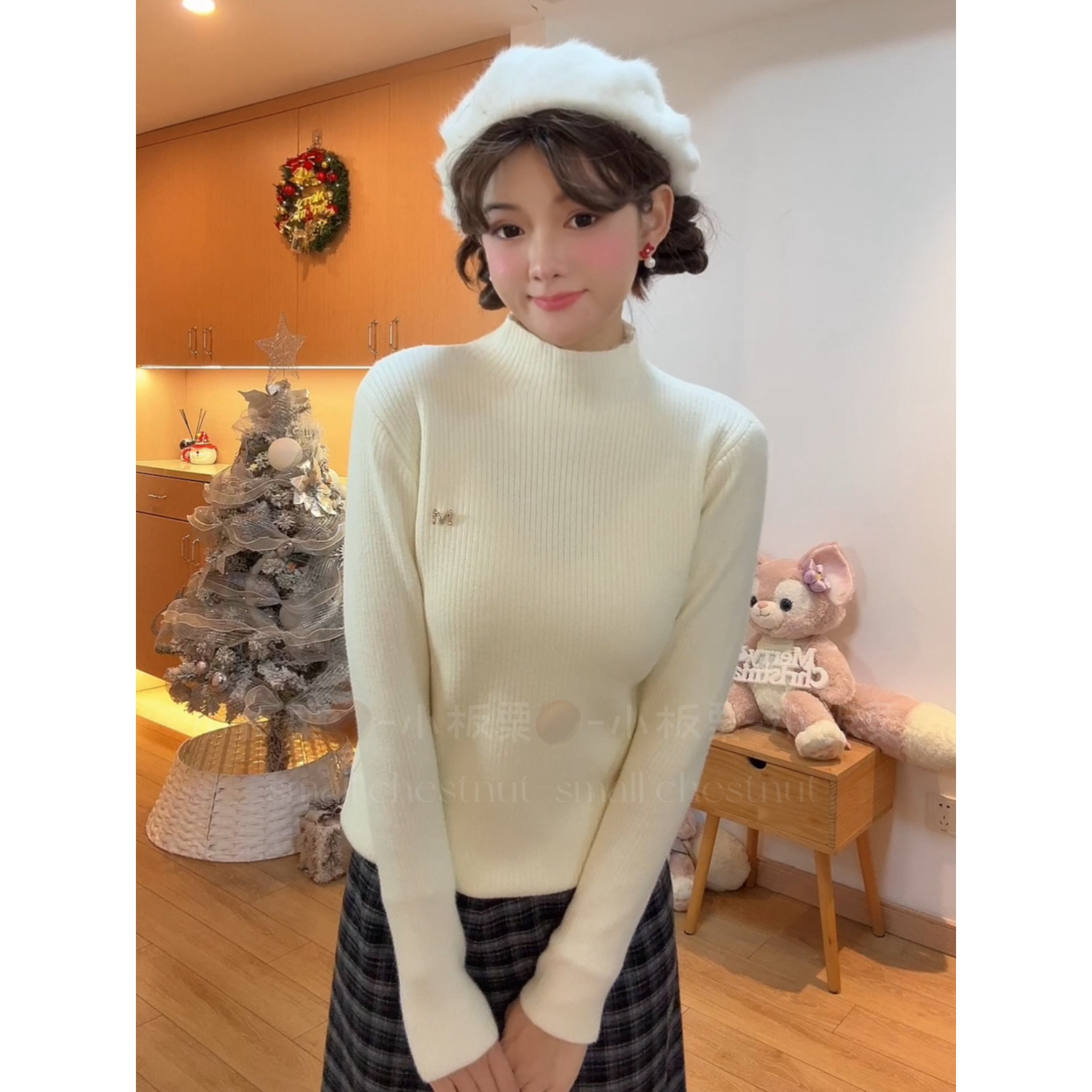 【小板栗精选】“暖暖内搭系列”半高领加绒针织打底衫别针高级感