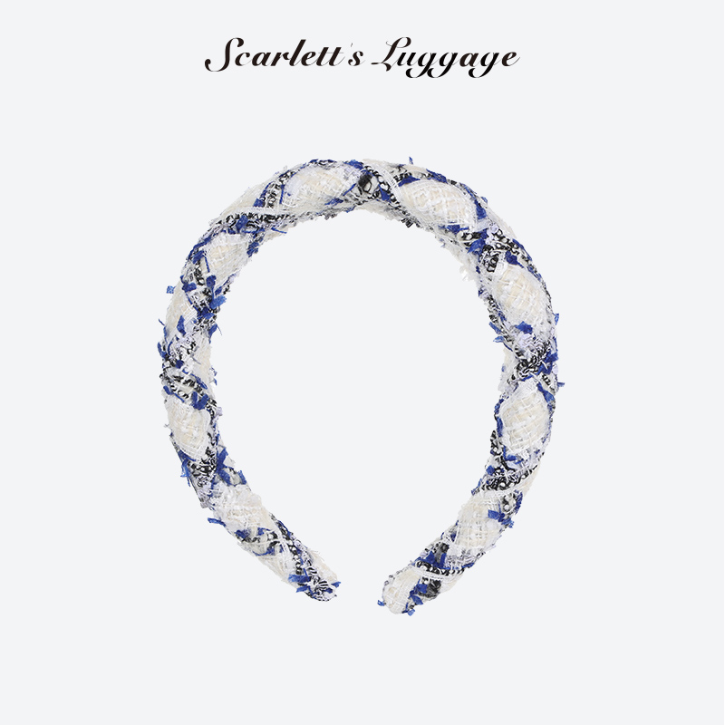 斯嘉丽的行李/SCARLETT 温莎发箍 tartan蓝白格FG0005