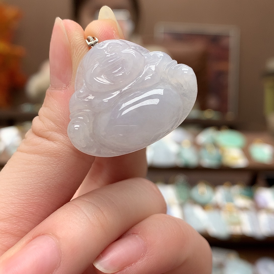 翡翠吊坠(不含链)18K金镶嵌