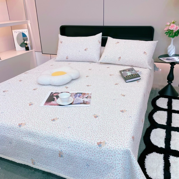 韩版 A 版 100% 棉春夏花边床盖 轻奢四季款B 版防滑布 可机洗