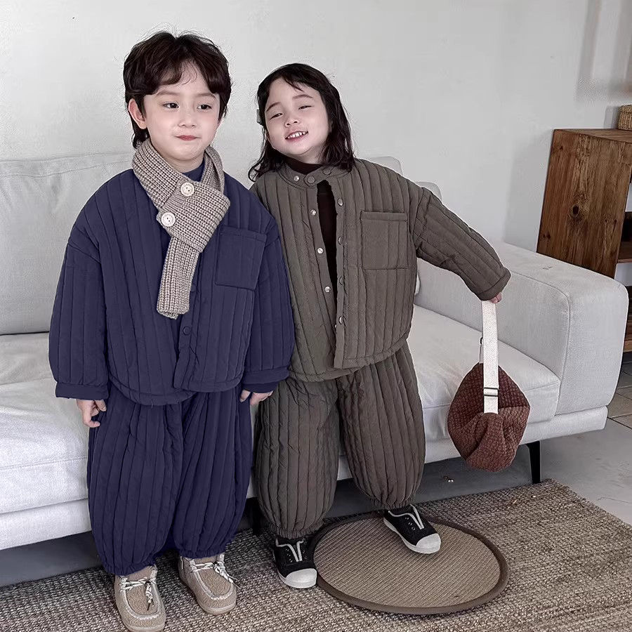 男童冬装加绒套装2025新款宝宝棉服两件套儿童装秋冬季加厚棉衣服