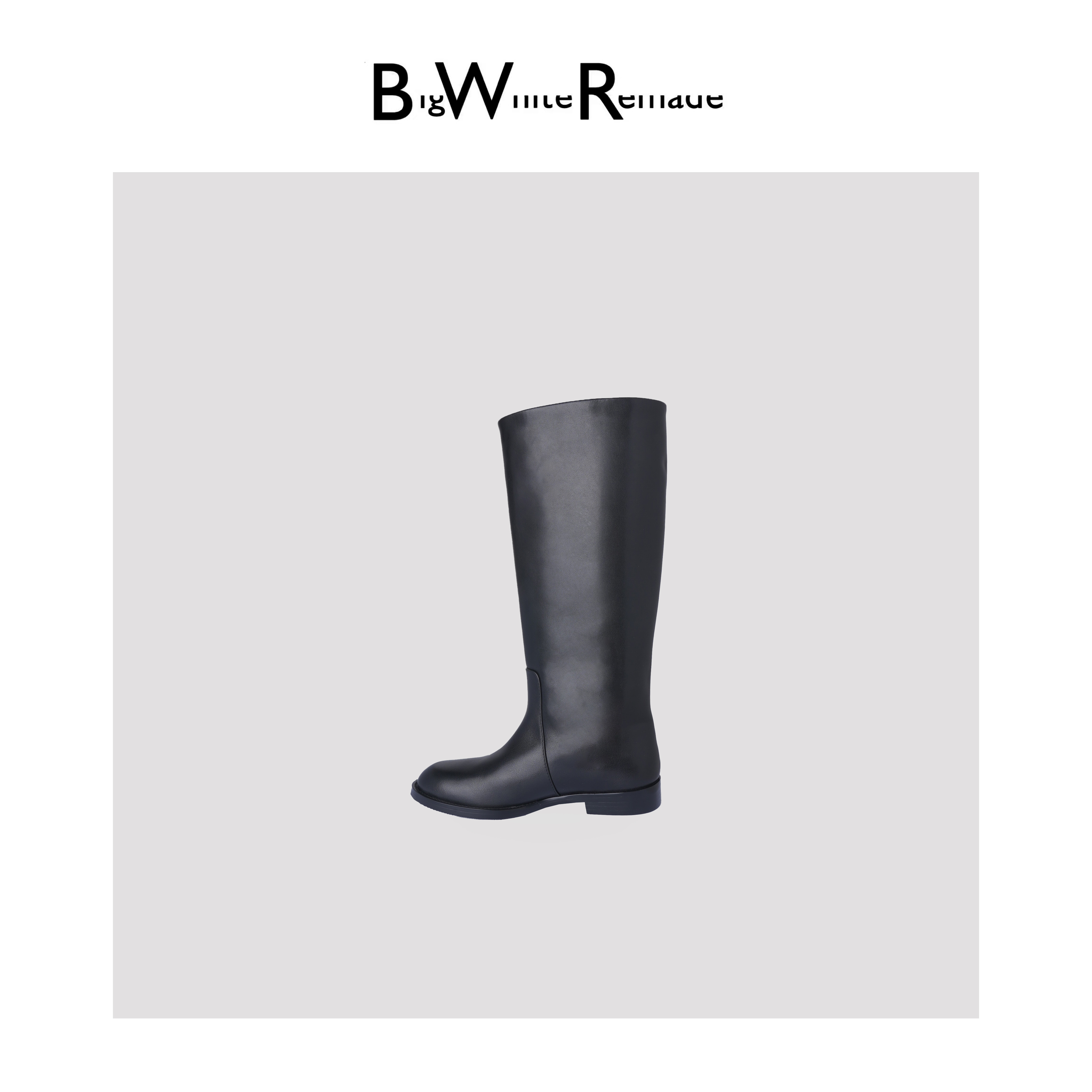 BIG WHITE REMADE“都市风情”牛皮极简风不过膝百搭骑士靴SD8061