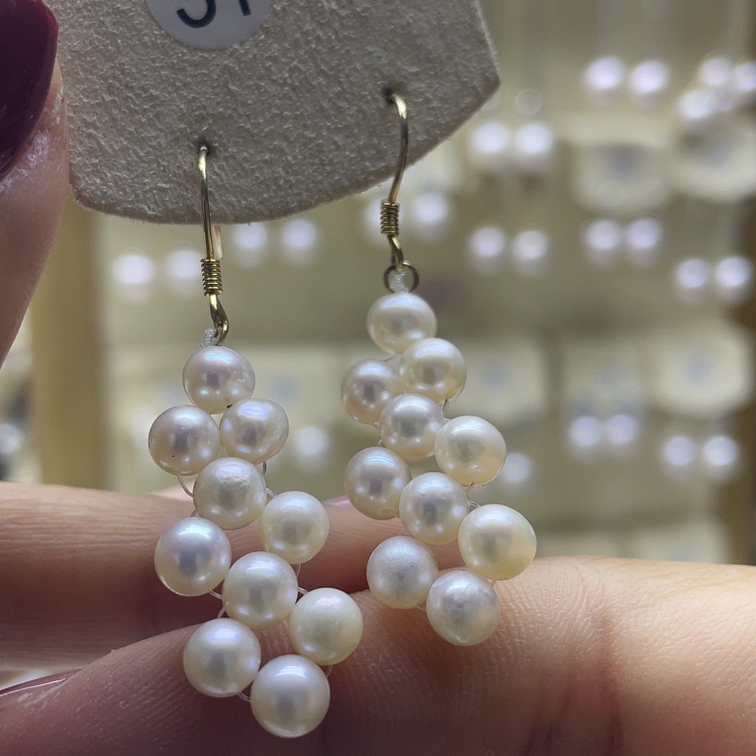 淡水珍珠耳饰银S925镶嵌