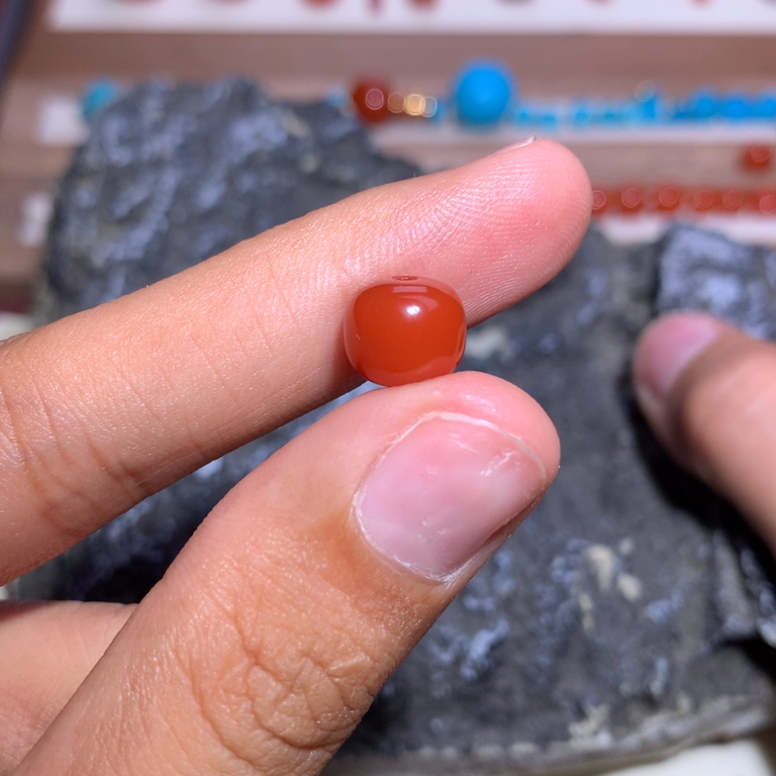 豆***家未镶嵌老型9×7.8南红玛瑙微微纹