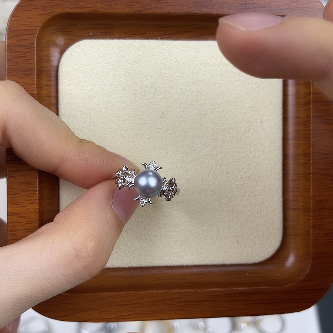 海水珍珠银S925镶嵌戒指