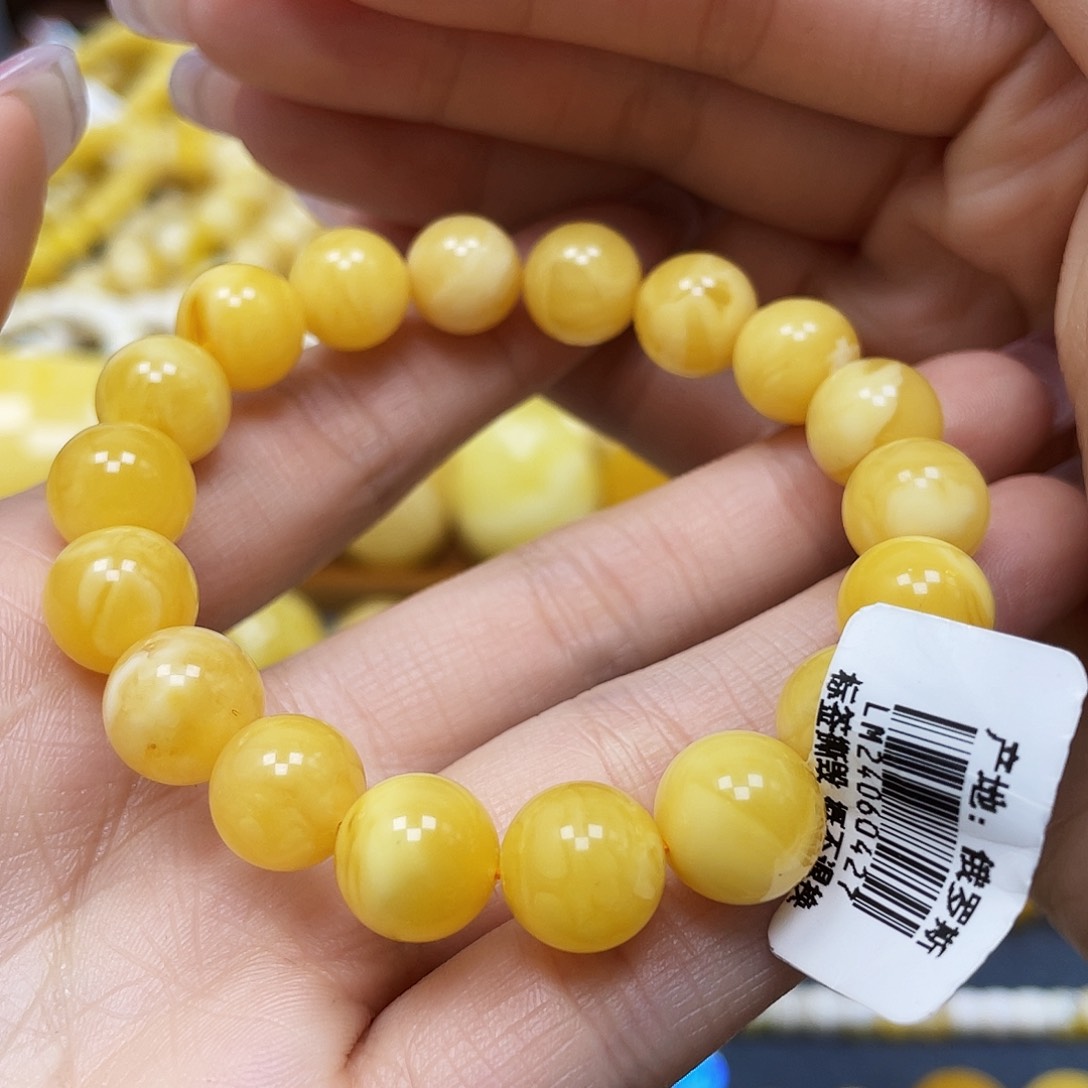 蜜蜡裸石未镶嵌圆珠手串10➕mm福利