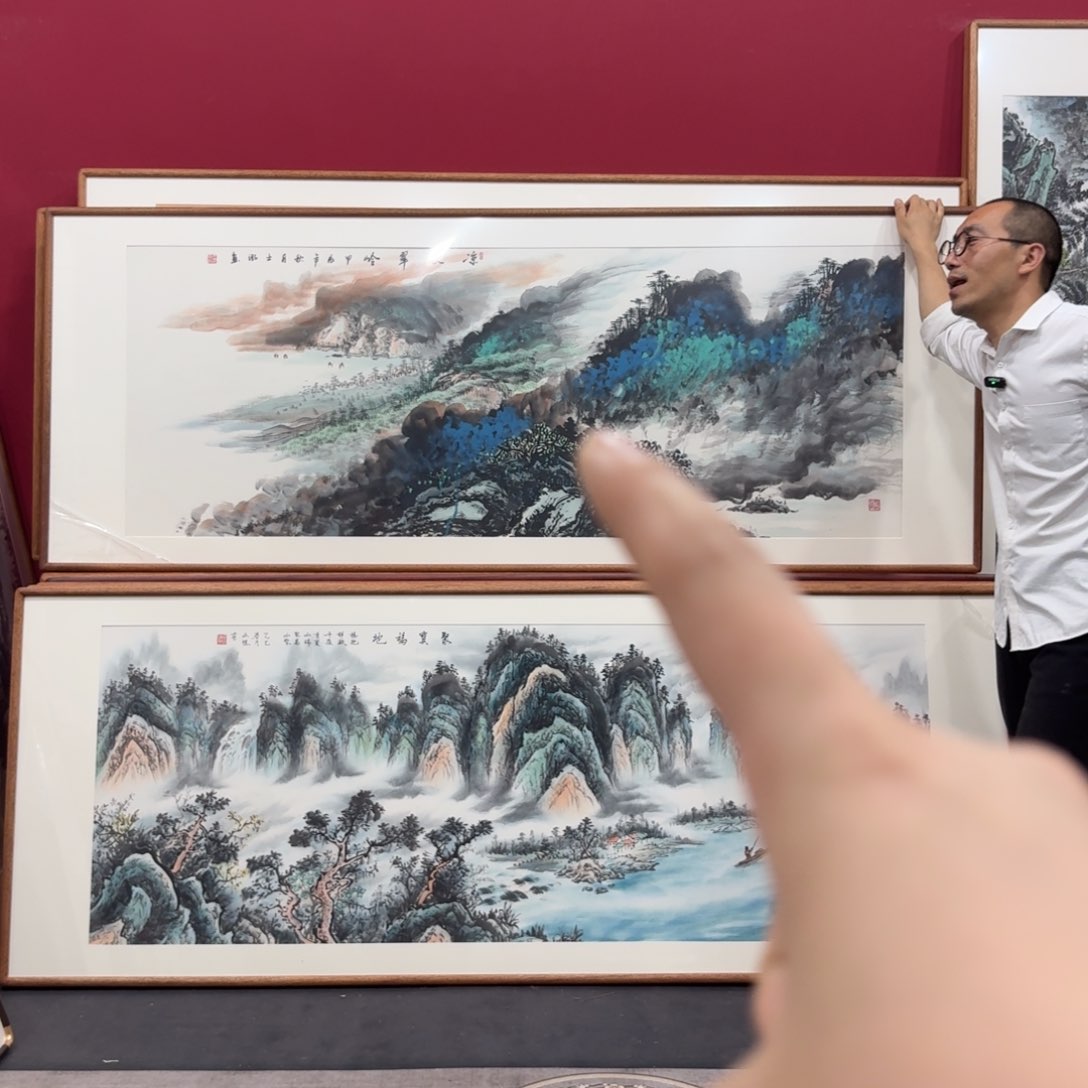 国画带框绘画210/80尺寸