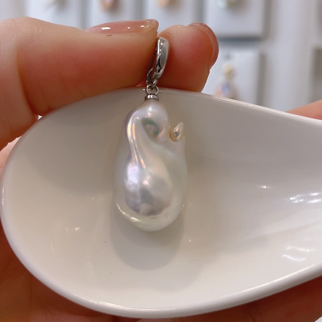 淡水珍珠天然珍珠巴洛克银S925镶嵌