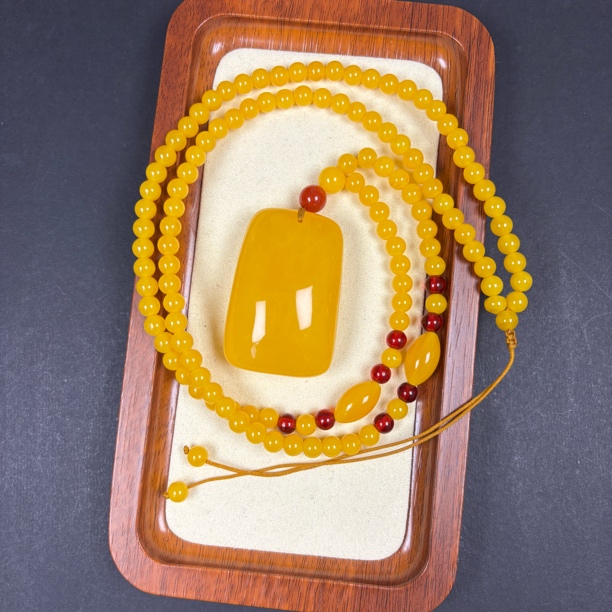 W056【藏收级】藏族精工打磨小无事牌项链珠珠链6mm