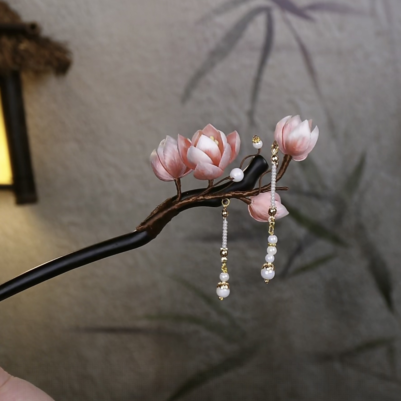 【玉兰】非遗古风绒花发饰胖绒过年款梅花汉服发梳发钗饰品