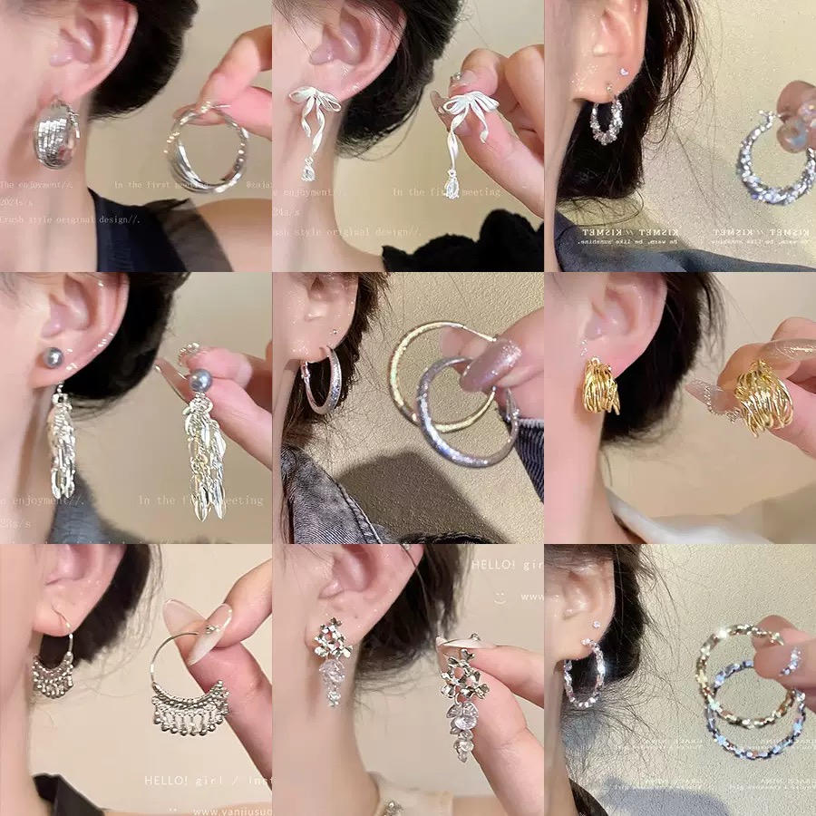 铜合金耳饰 ins轻奢高级感气质法式百搭小众时尚耳环项链手链合集