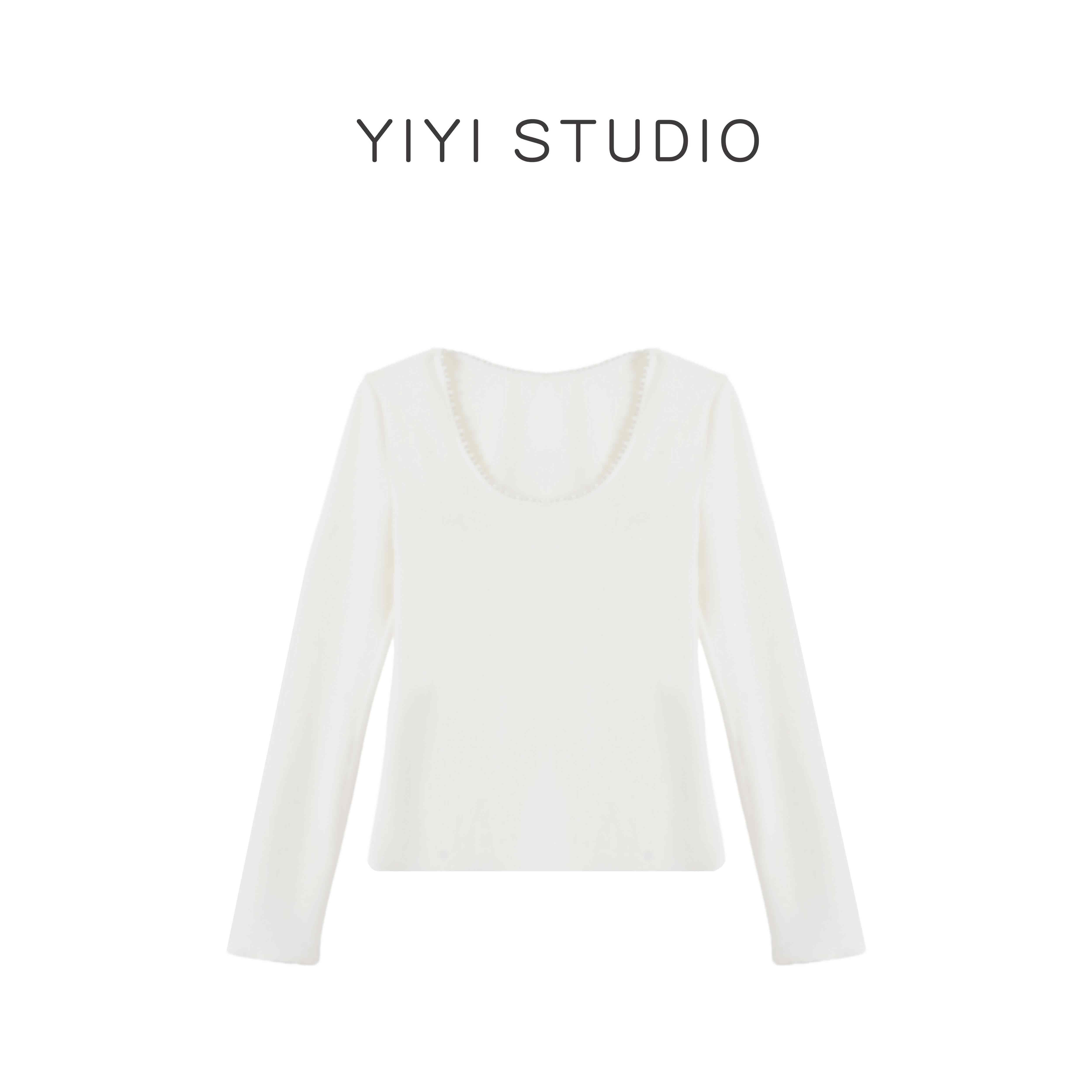 【冬日浪漫】<YiYiii>法式纯欲修身U领拼接珍珠针织内搭打底衫