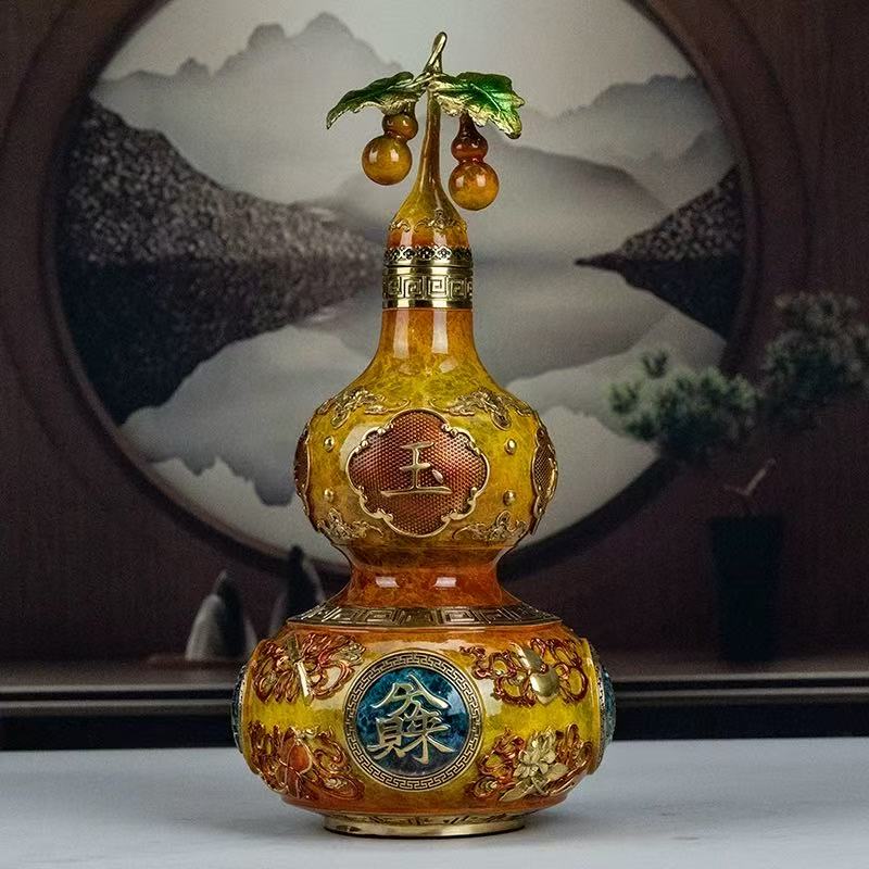 金玉满堂纳财铜葫芦开口空心客厅玄关工艺品摆件乔迁新居开业礼品