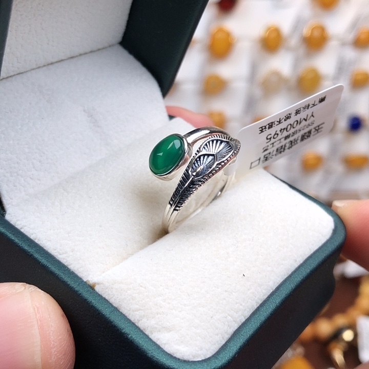 玛瑙/玉髓银S925镶嵌戒指