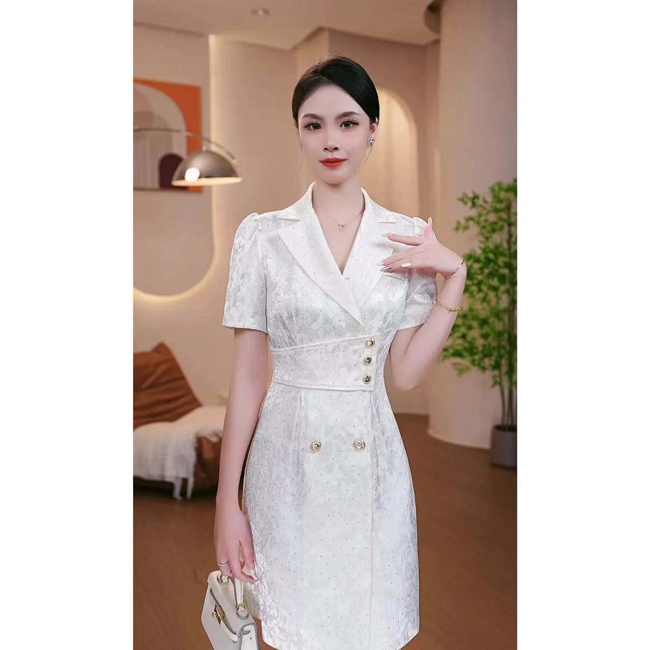 【古蔓诗福利款】6710囯内设计师品牌气质收腰连衣裙