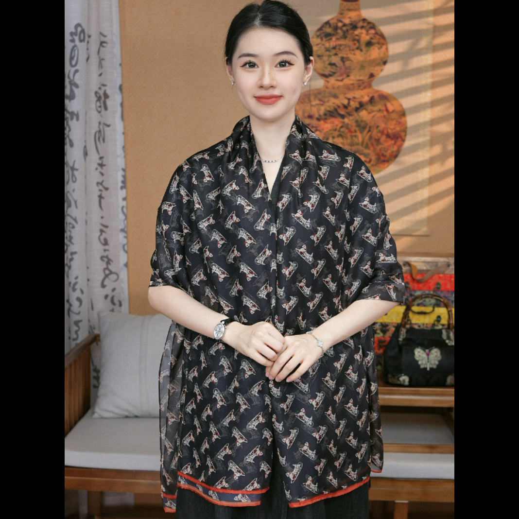 【小马车 云朵纱长巾】180*120防晒女丝巾纱巾洋气时尚百搭春