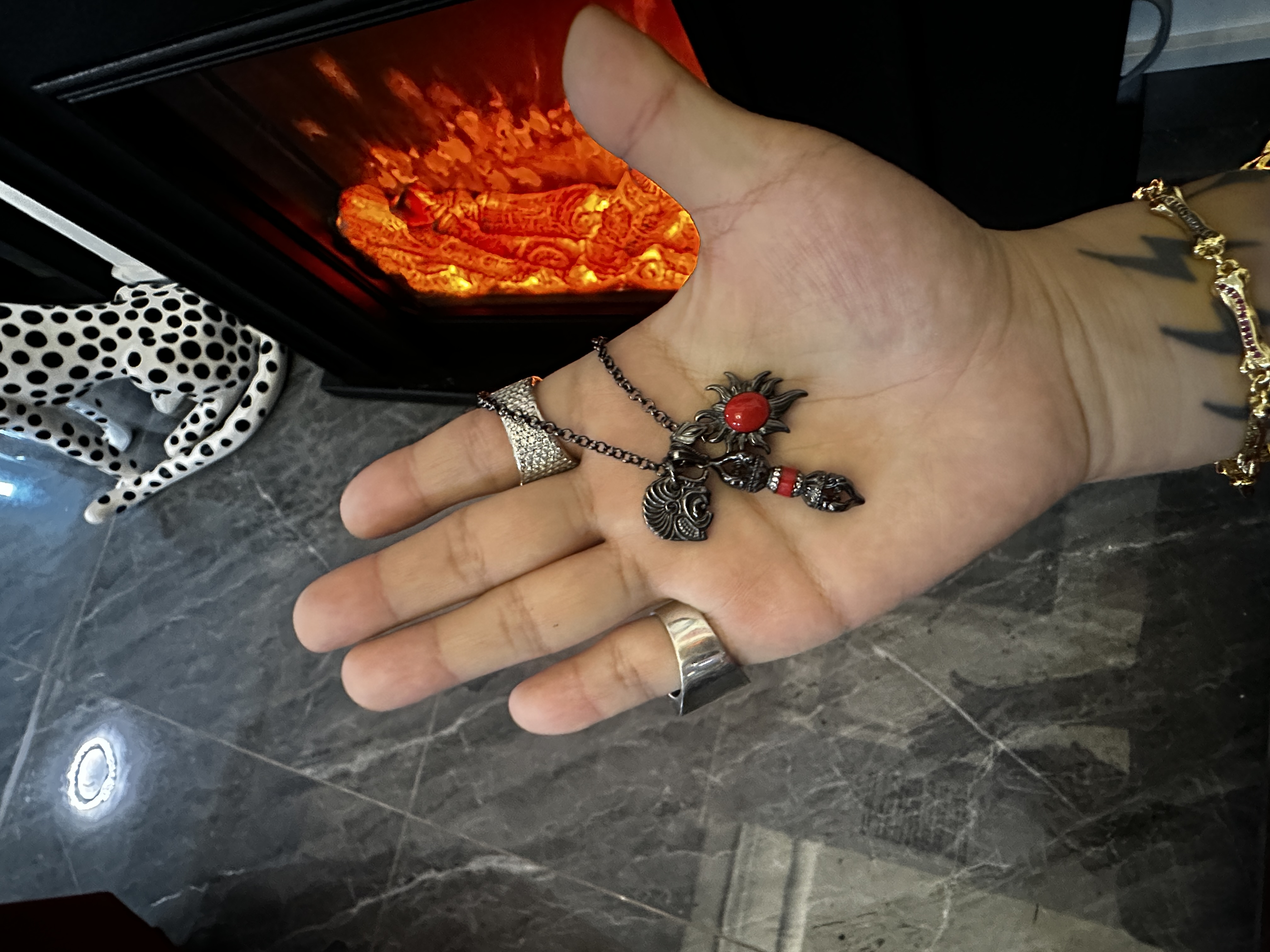 合金项链 【涅槃 缚魔 项链】黑红色降魔杵项链国潮风发字嘻哈潮人