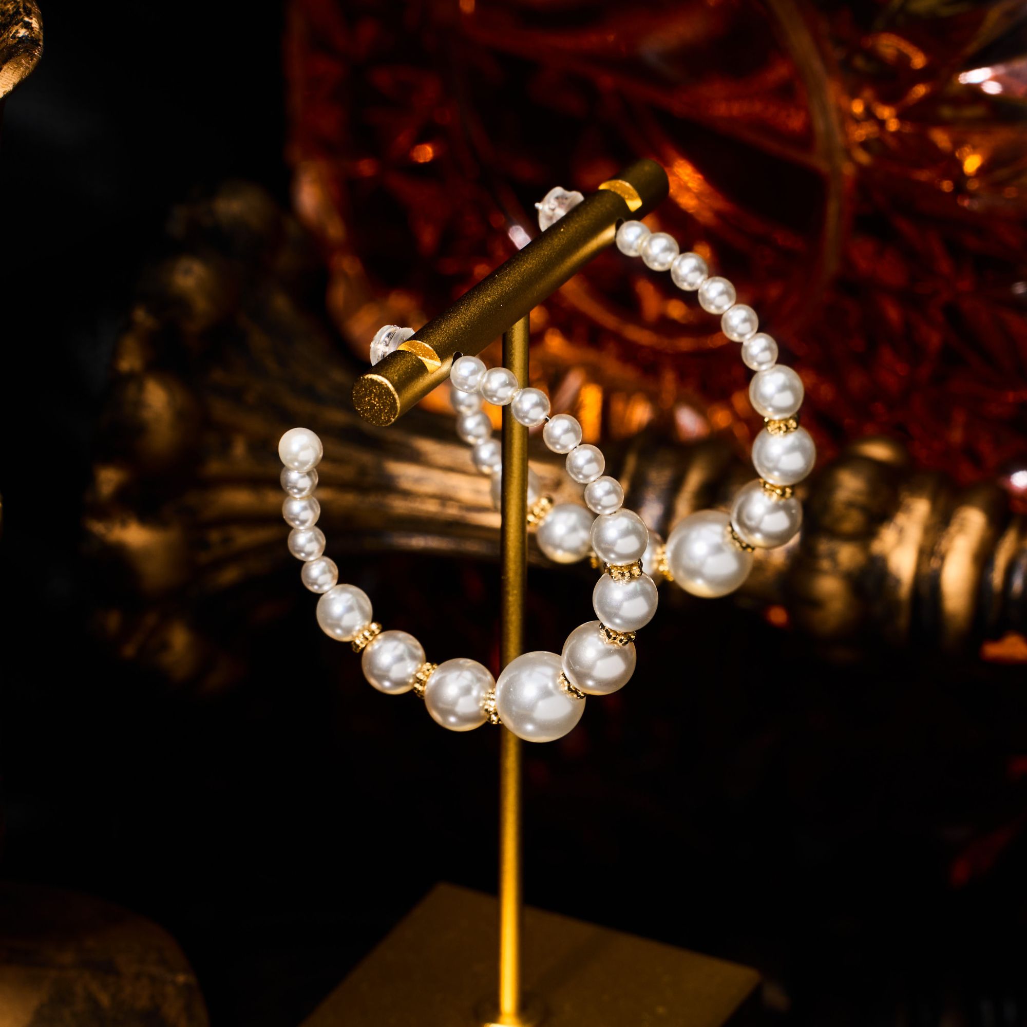 铜合金仿珍珠耳饰 E9069【佳期如梦】新款时尚优雅百搭珠珠耳圈