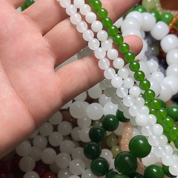 关***播挂件链脂白2条菠菜绿一条6mm