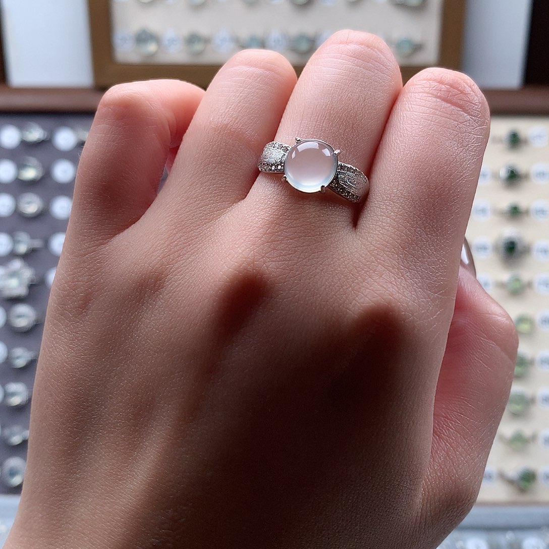 7***₇蛇纹石玉银S925镶嵌戒指