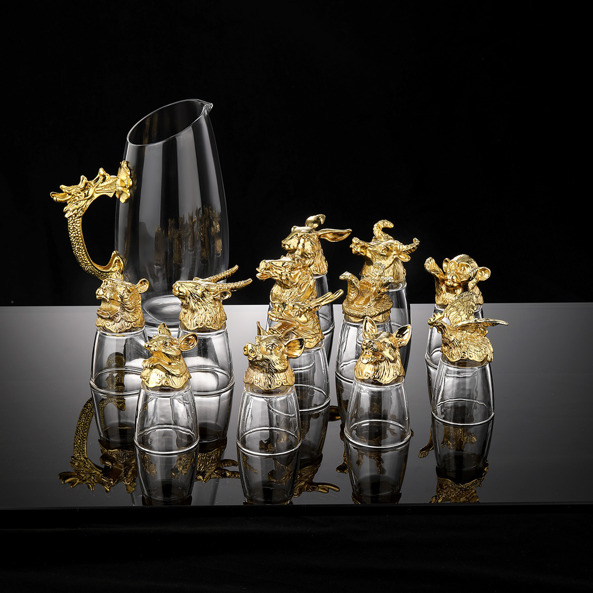 【源头工厂】十二生肖酒杯酒具套装高级感中式复古小酒杯高档礼品皮